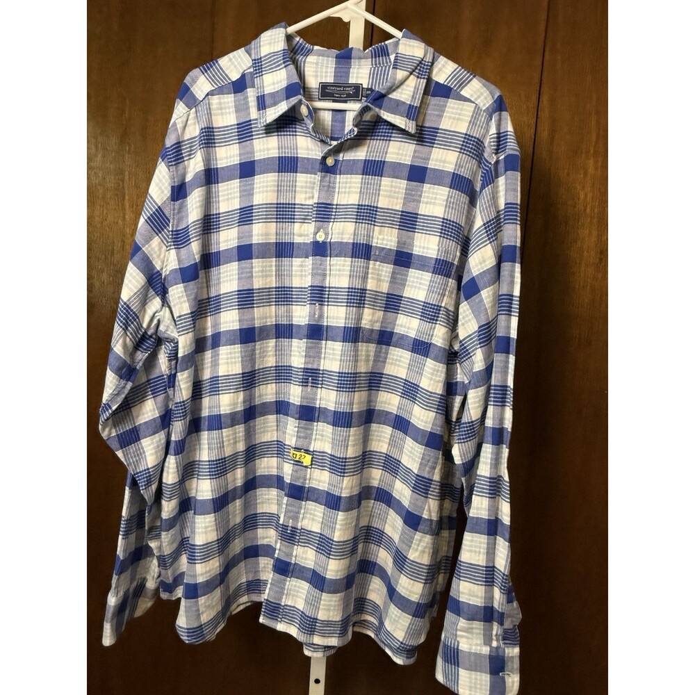 Vineyard Vines Shirt Men 2XL Classic Fit Murray Plaid Linen Blend Button